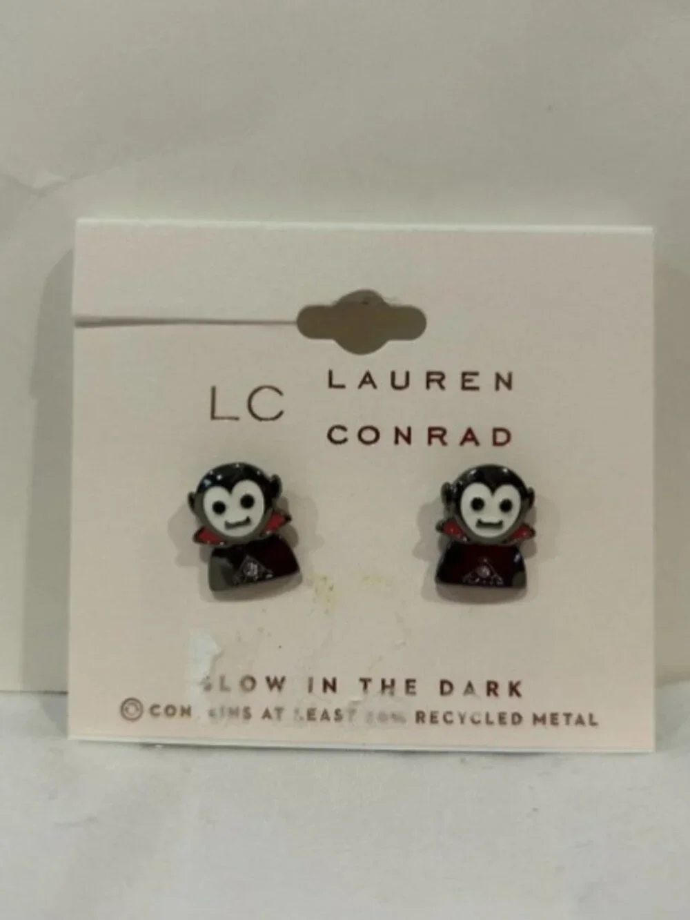 Lauren Conrad Vampire Glow in Dark Halloween Post Earrings Spooky Jewelry NWT